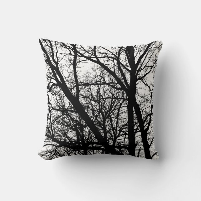 Silhouetted Branches - High Contrast Cushion (Front)