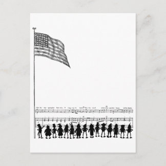 Silhouetted Brownie Patriots and Flag Postcard