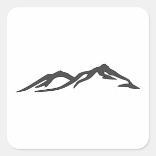 Silhouetted Mountain Peaks Square Sticker