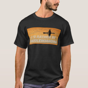 Silhouetted paddle boarder peaceful sunset T-Shirt