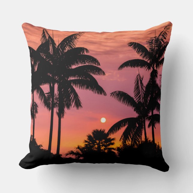 Silhouetted palm trees, Hawaii Cushion (Front)