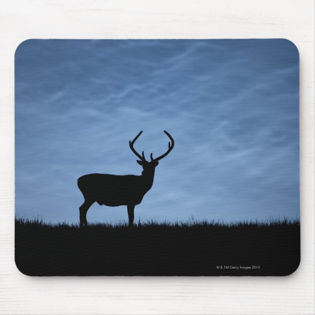 Silhouetted Red Deer Stag at Night Mouse Pad (Front)