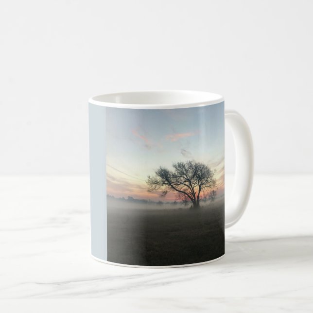 Silhouetted Tree in Misty Field Coffee Mug (Front Right)