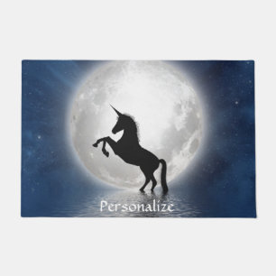 Silhouetted Unicorn Against Full Moon Personalised Doormat