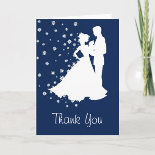 Silhouettes Navy Blue Wedding Thank You