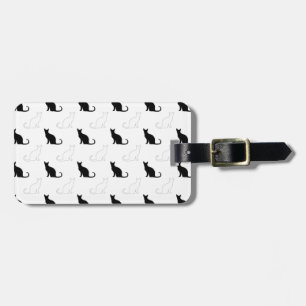 Silhouettes Of Black and White Cats Luggage Tag