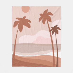 Silhouettes of palm trees fleece blanket