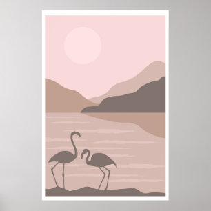 Silhouettes of palm trees poster