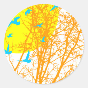 silhouscreen birds classic round sticker