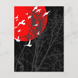 silhouscreen birds postcard