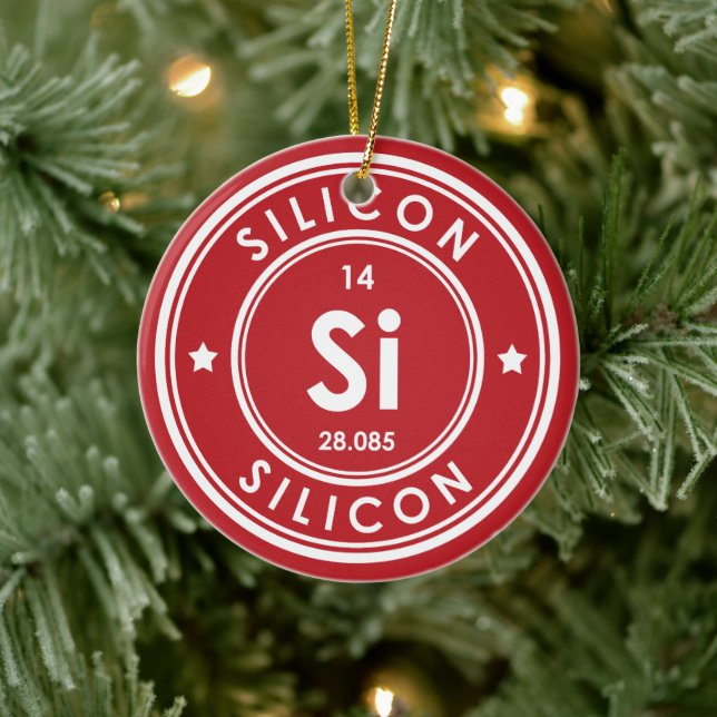Silicon Element Red Ceramic Ornament (Tree)