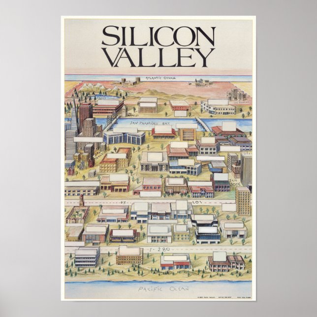 Silicon Valley Map (No Company Names) Poster (Front)