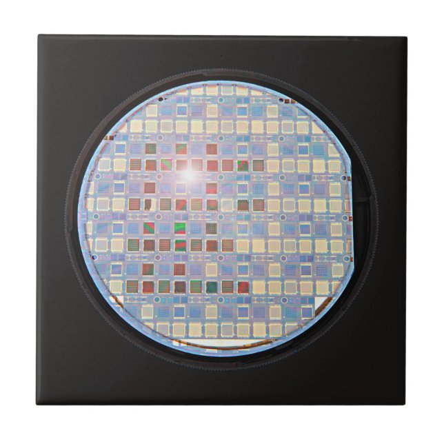 Silicon Wafer on a Chip with Black Background Tile (Front)