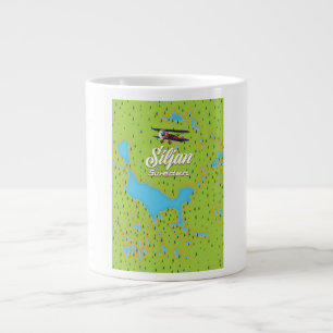 Siljan Lake Sweden map Large Coffee Mug