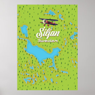 Siljan Lake Sweden map Poster