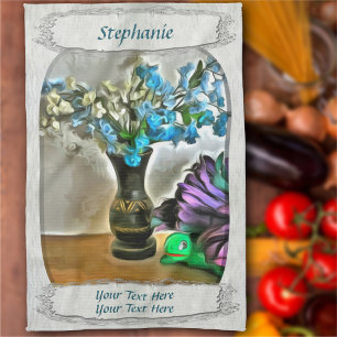 Silk and Corn Husk Flowers 2190 Tea Towel