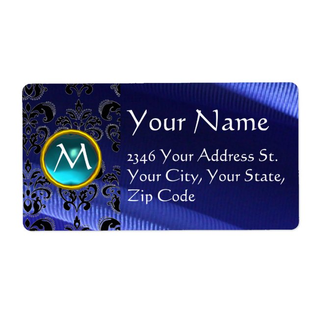 SILK DAMASK GEM aquamarine electric blue (Front)