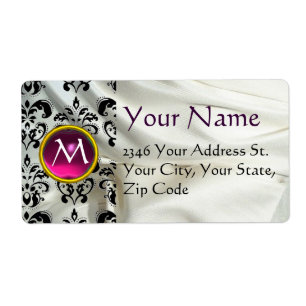 SILK DAMASK GEM red white