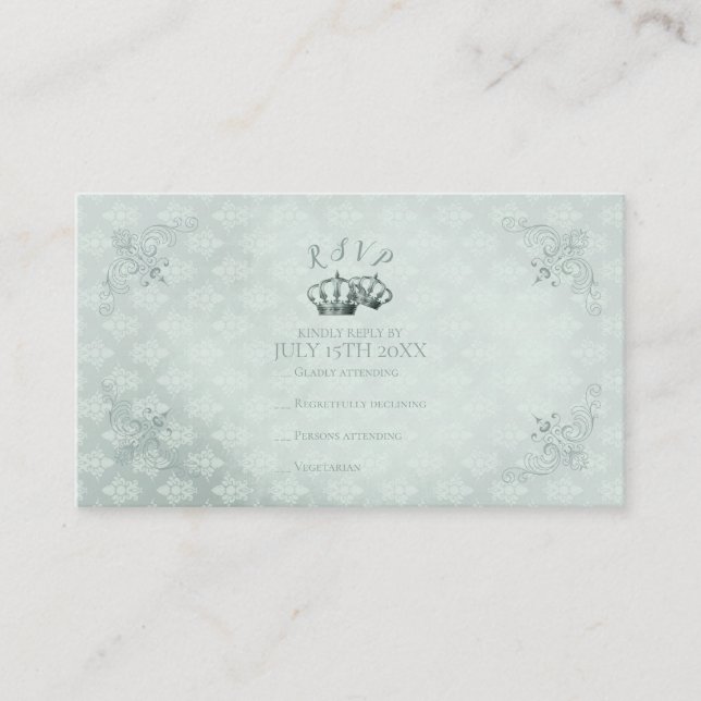 Silk Damask - Wedding RSVP Card (Front)
