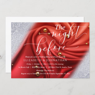 Silk Elegant Red The Night Before Rehearsal Dinner Invitation