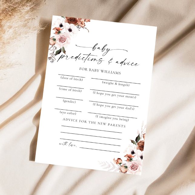 Silk Floral Baby Shower Predictions Card (Creator Uploaded)