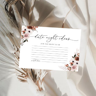 Silk Floral Bridal Shower Date Night Ideas Card