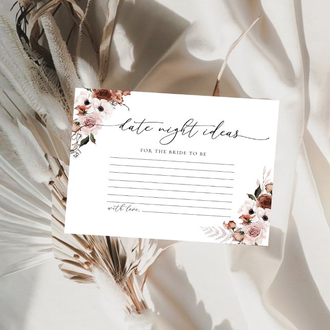 Silk Floral Bridal Shower Date Night Ideas Card (Creator Uploaded)