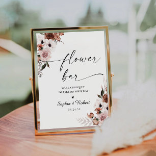 Silk Floral Bridal Shower Flower Bar Sign