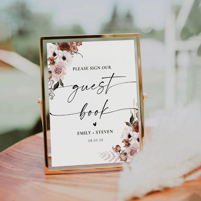 Silk Floral Bridal Shower Guest Book Sign (Creator Uploaded)
