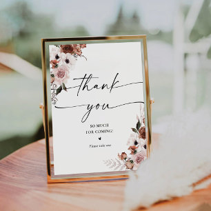 Silk Floral Bridal Shower Thank You Sign
