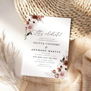 Silk Floral Wedding Ceremony Invitation
