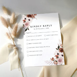 Silk Floral Wedding Ceremony RSVP Card