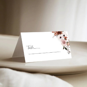 Silk Floral Wedding Folded Place Cards