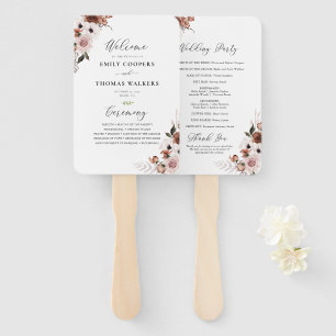 Silk Floral Wedding Program Hand Fan