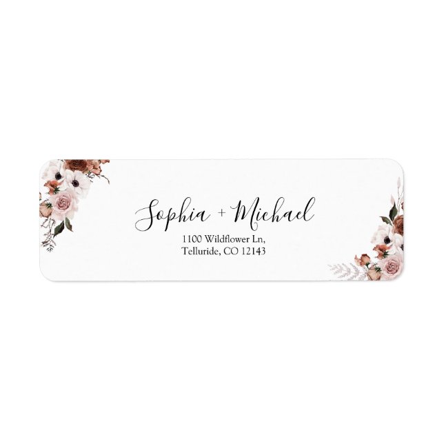 Silk Floral Wedding Return Address Label (Front)