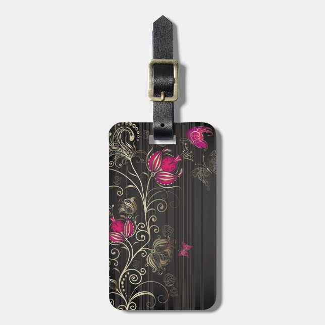 Silk Flowers Luggage Tag (Front Vertical)