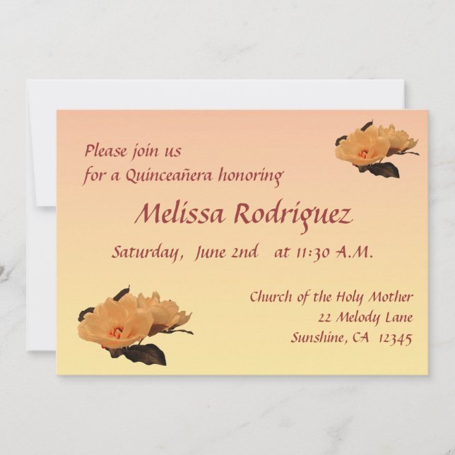 Silk Flowers Quinceanera Invitation (Front)