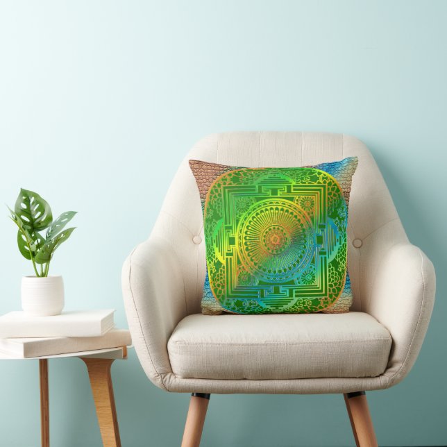 Silk‑Inspired Green Abstract  Cushion (Chair)