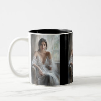 Silk & Light: Window Portrait Two-Tone Coffee Mug