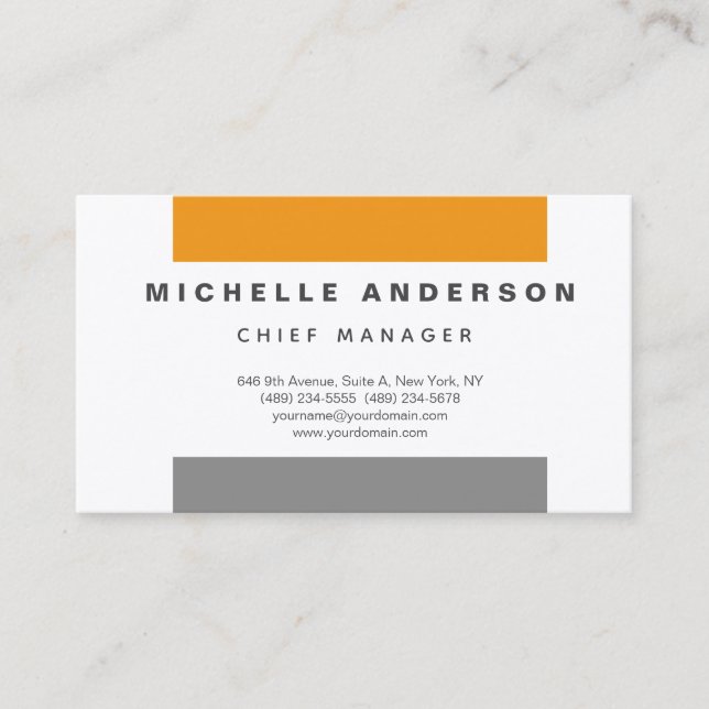 Silk Modern Grey Orange Professional Minimalist Business Card (Front)
