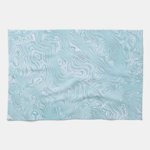 Silk Moire Pattern in Bright Aqua Tea Towel
