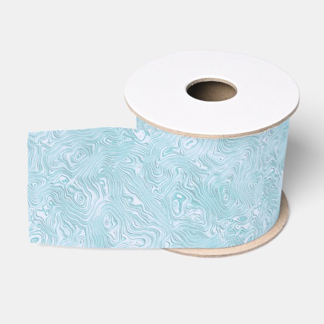 Silk Moire Small Pattern in Bright Aqua Grosgrain Ribbon (Spool)