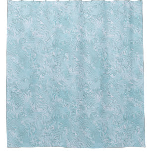 Silk Moire Small Pattern in Bright Aqua Shower Curtain