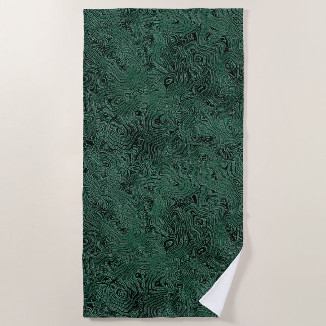 Silk Moire Small Pattern in Forest Green Beach Towel (Front)