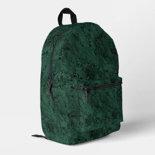 Silk Moire Small Pattern in Forest Green Printed Backpack