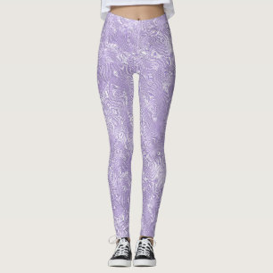 Silk Moire Small Pattern in Lilac Lavender Leggings