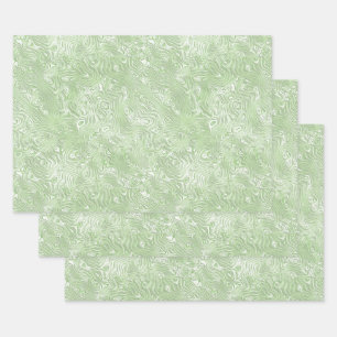 Silk Moire Small Pattern in Lime Green Wrapping Paper Sheet