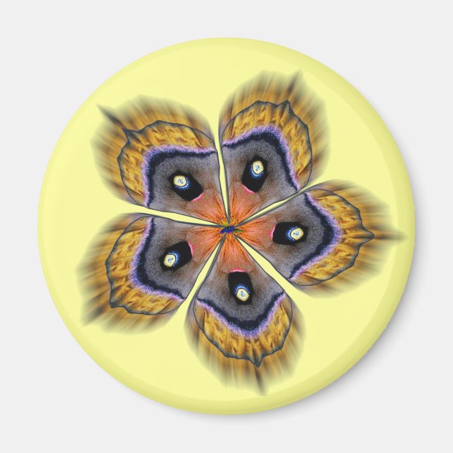 Silk Moth Wing Mandala Magnet (Front)
