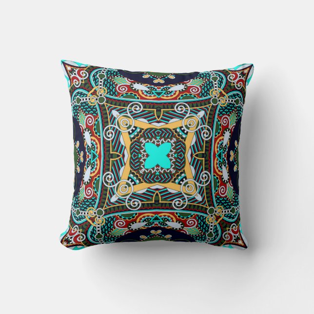 silk neck scarf or kerchief square pattern design  cushion (Front)