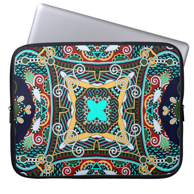 silk neck scarf or kerchief square pattern design  laptop sleeve (Front)
